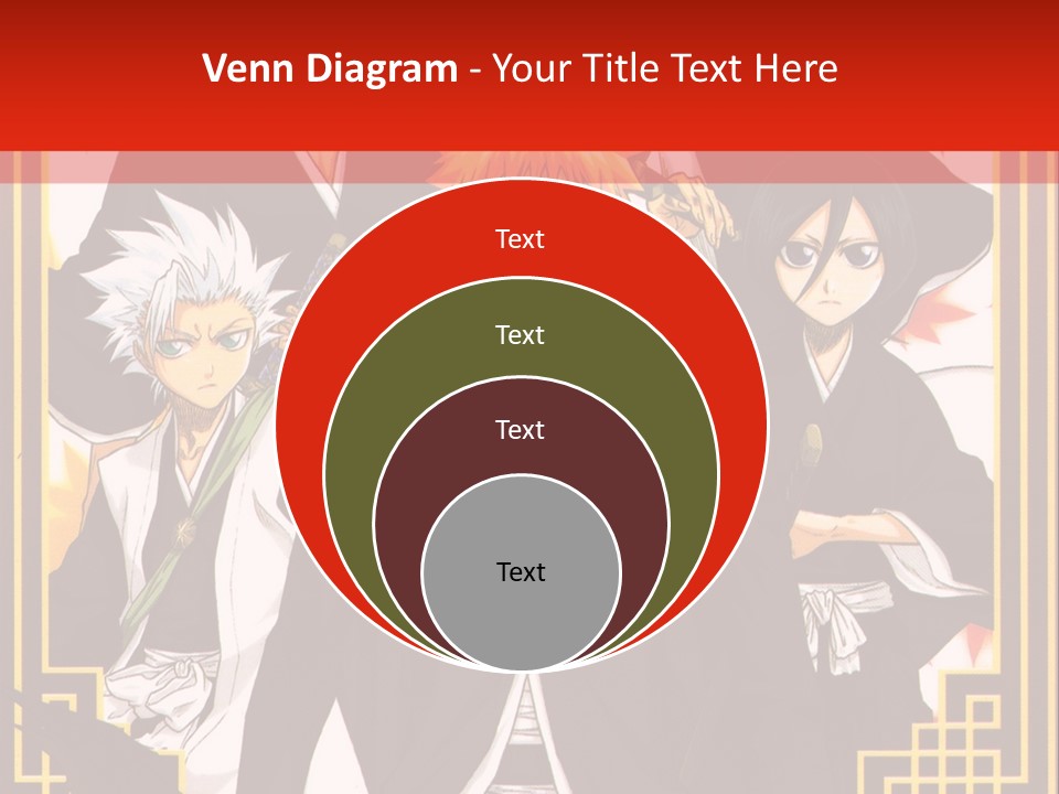 A Group Of Anime Characters With A Red Background PowerPoint Template