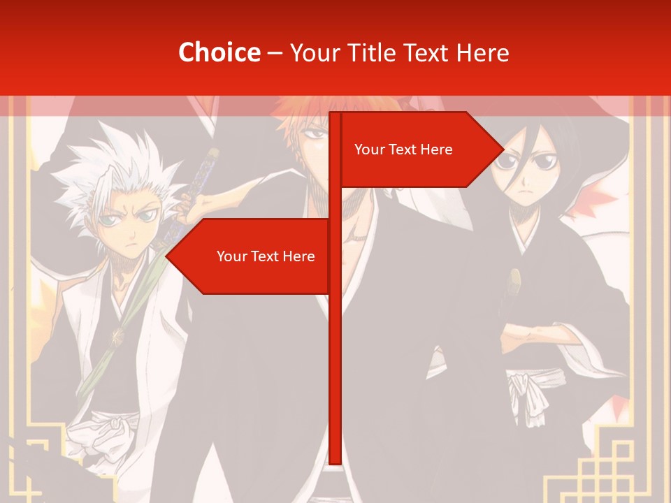 A Group Of Anime Characters With A Red Background PowerPoint Template