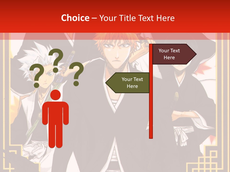 A Group Of Anime Characters With A Red Background PowerPoint Template