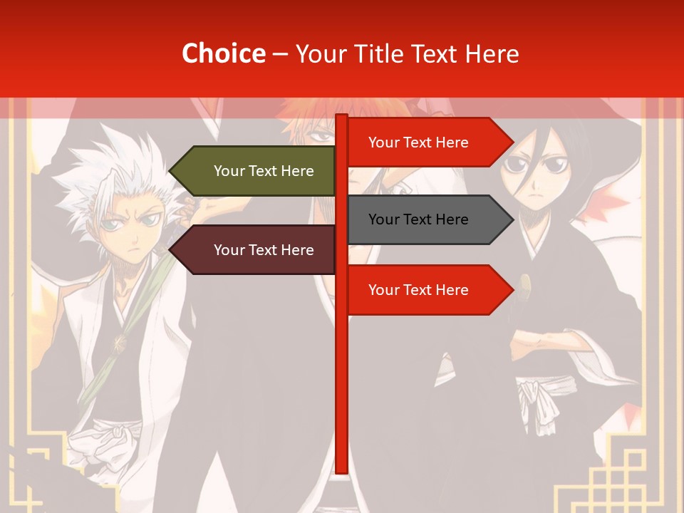 A Group Of Anime Characters With A Red Background PowerPoint Template