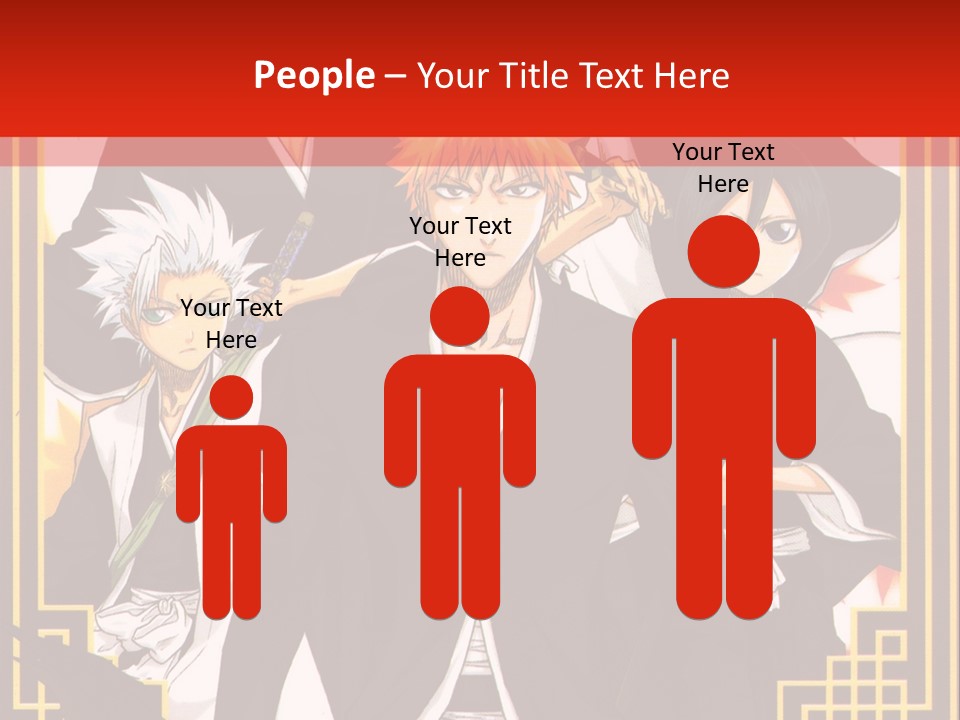 A Group Of Anime Characters With A Red Background PowerPoint Template
