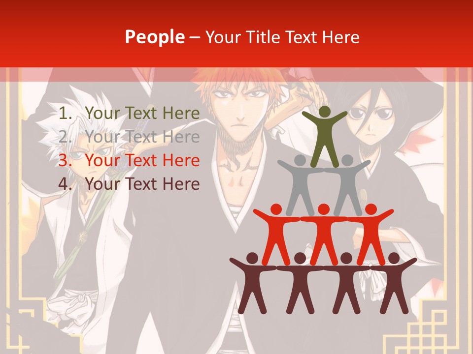 A Group Of Anime Characters With A Red Background PowerPoint Template