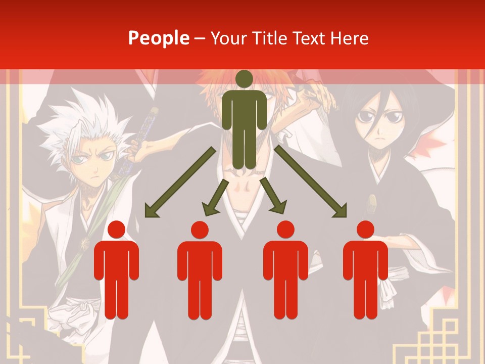A Group Of Anime Characters With A Red Background PowerPoint Template