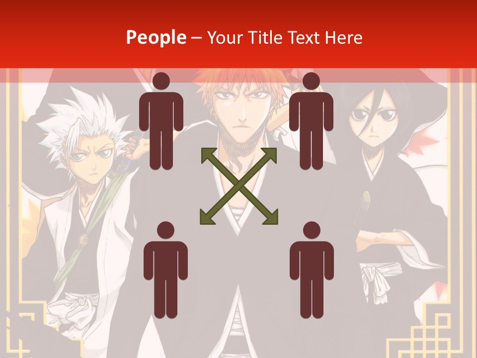 A Group Of Anime Characters With A Red Background PowerPoint Template