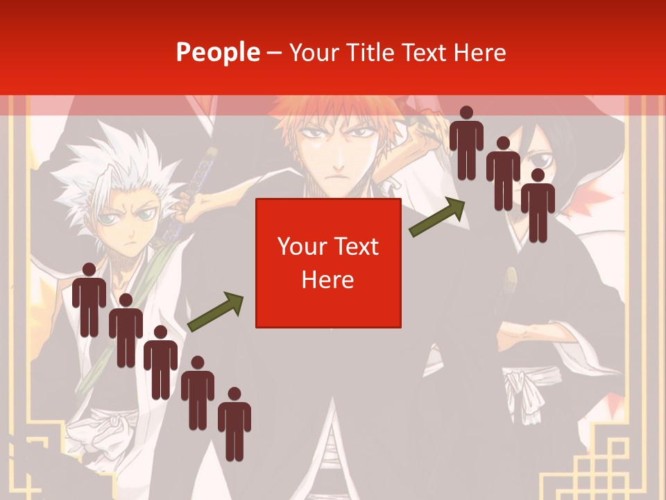 A Group Of Anime Characters With A Red Background PowerPoint Template