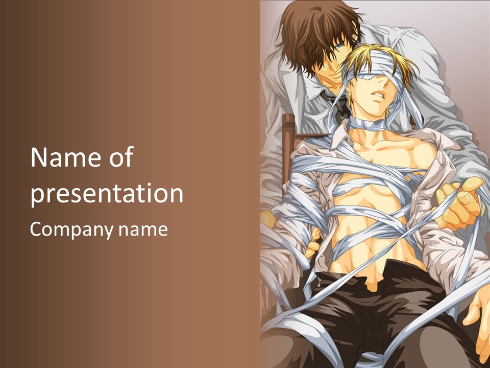 A Couple Of Anime Characters Sitting Next To Each Other PowerPoint Template