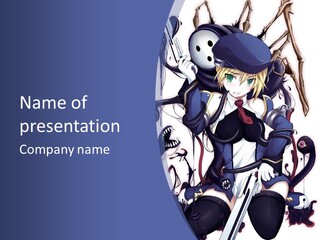 A Cartoon Character With A Sword In Her Hand PowerPoint Template