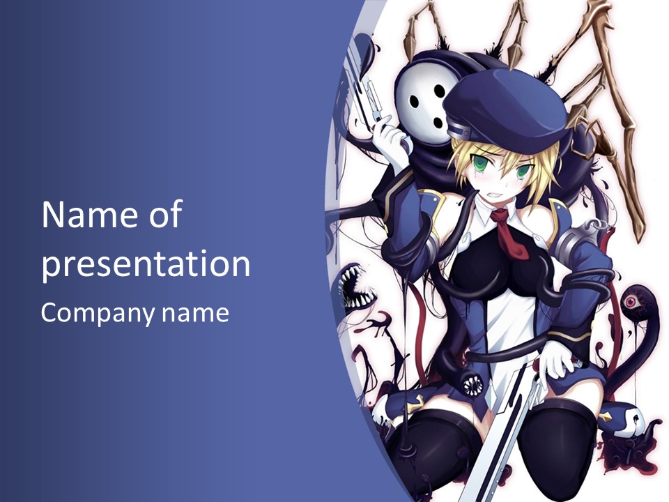 A Cartoon Character With A Sword In Her Hand PowerPoint Template