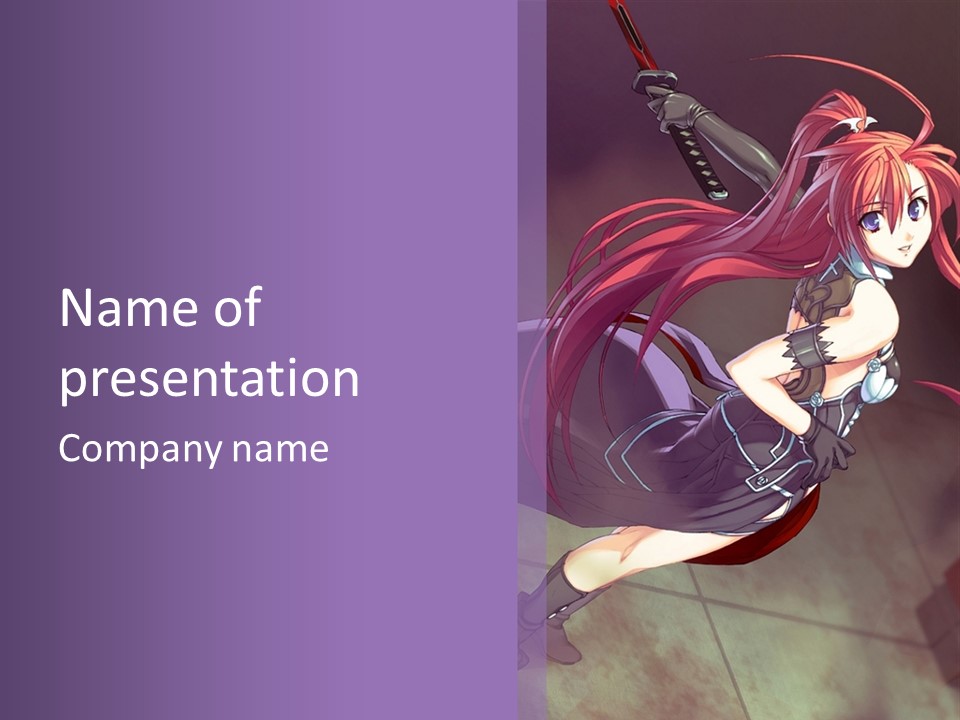 A Woman With Long Red Hair Is Holding A Gun PowerPoint Template