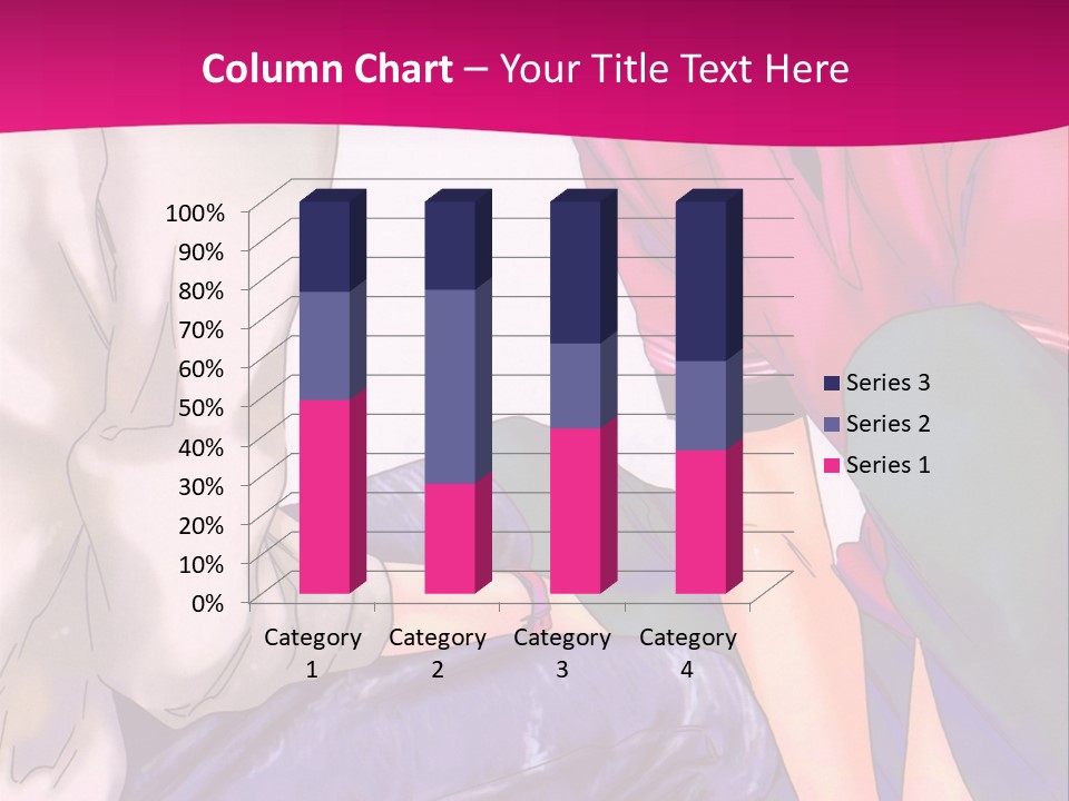 A Couple Of People Sitting Next To Each Other On A Pink Background PowerPoint Template