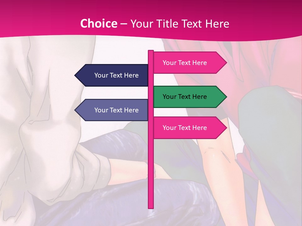 A Couple Of People Sitting Next To Each Other On A Pink Background PowerPoint Template