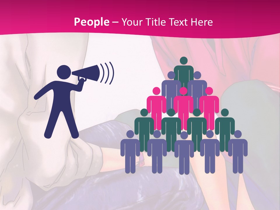 A Couple Of People Sitting Next To Each Other On A Pink Background PowerPoint Template