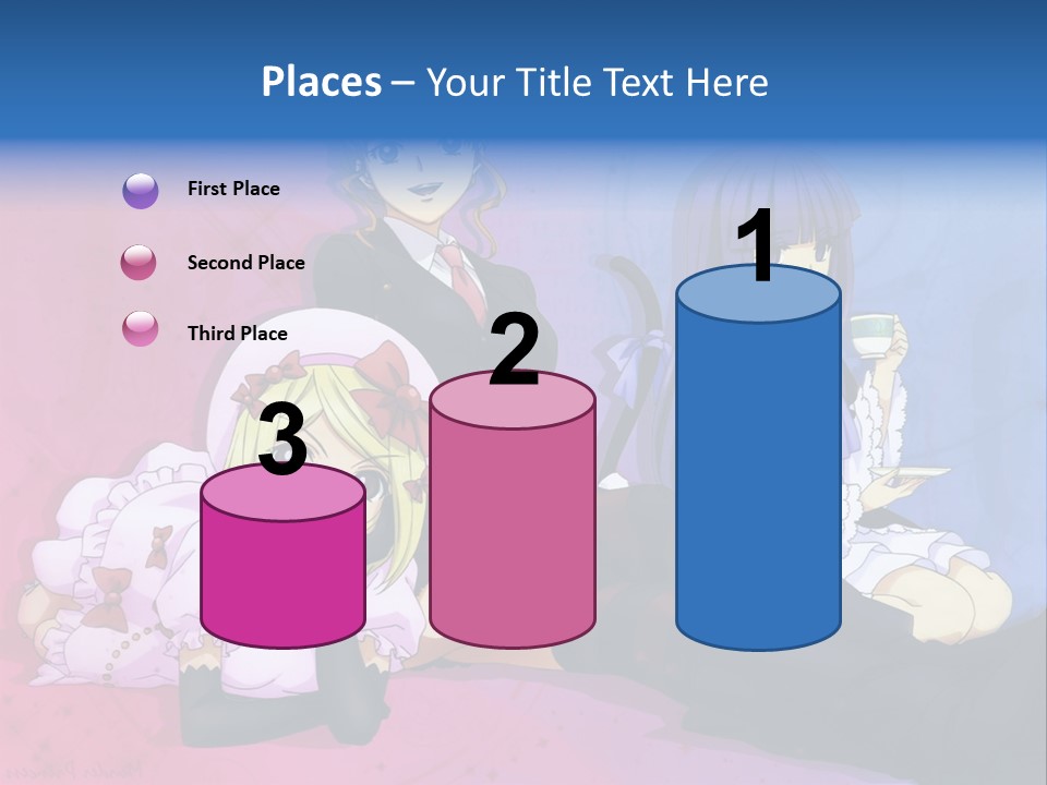 A Group Of Anime Girls Sitting Next To Each Other PowerPoint Template