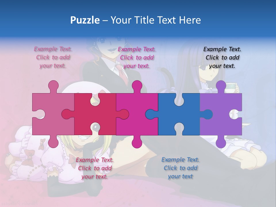 A Group Of Anime Girls Sitting Next To Each Other PowerPoint Template