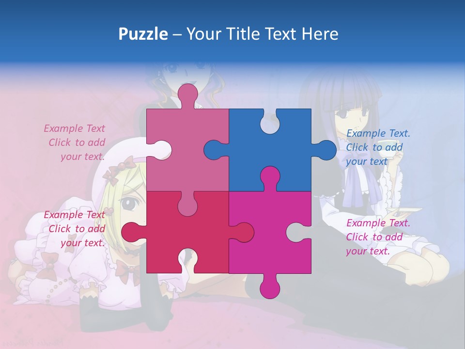 A Group Of Anime Girls Sitting Next To Each Other PowerPoint Template