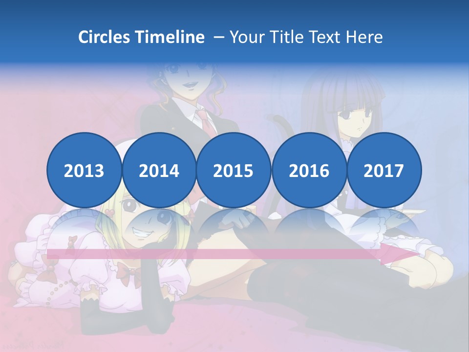A Group Of Anime Girls Sitting Next To Each Other PowerPoint Template