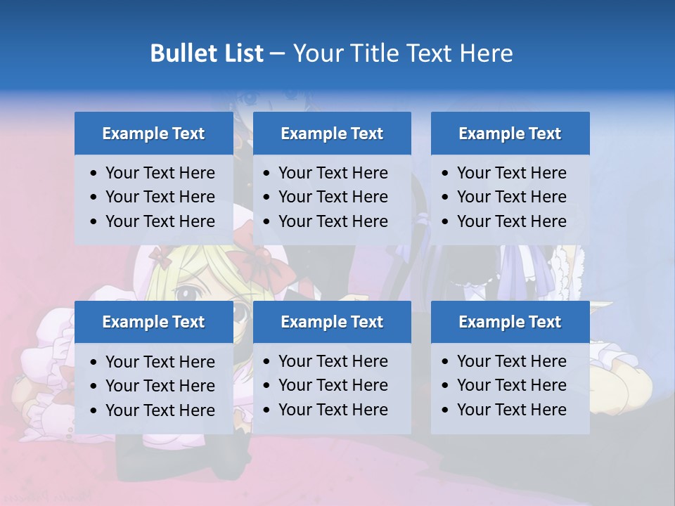 A Group Of Anime Girls Sitting Next To Each Other PowerPoint Template