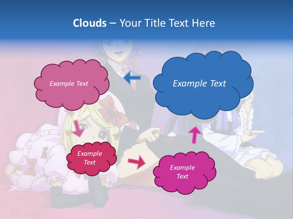 A Group Of Anime Girls Sitting Next To Each Other PowerPoint Template