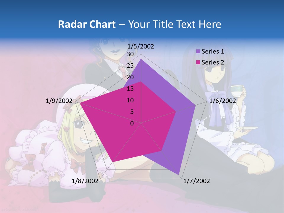 A Group Of Anime Girls Sitting Next To Each Other PowerPoint Template