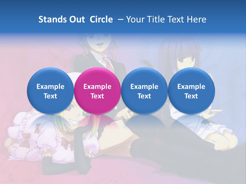 A Group Of Anime Girls Sitting Next To Each Other PowerPoint Template