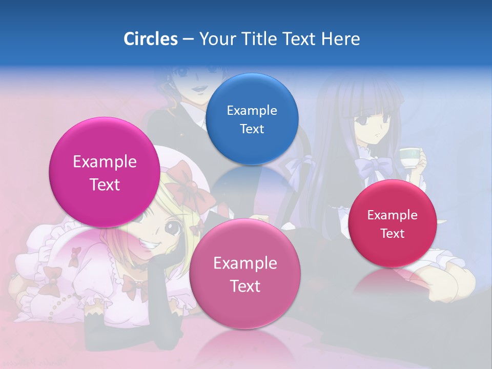 A Group Of Anime Girls Sitting Next To Each Other PowerPoint Template