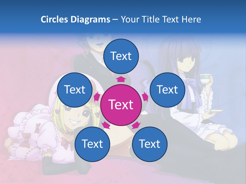 A Group Of Anime Girls Sitting Next To Each Other PowerPoint Template