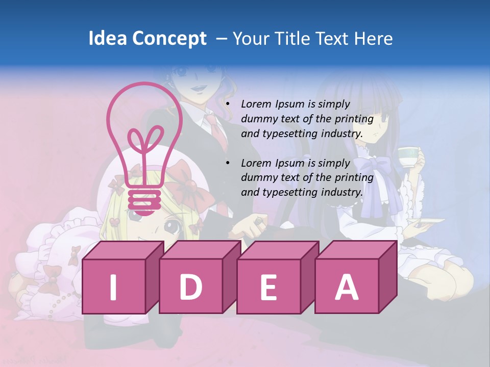 A Group Of Anime Girls Sitting Next To Each Other PowerPoint Template