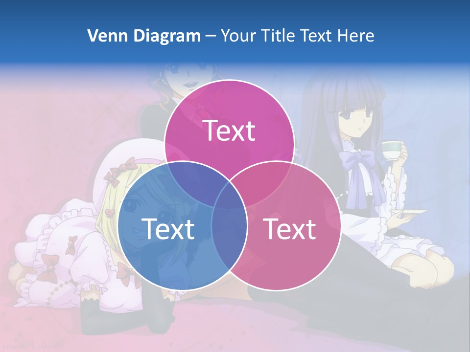 A Group Of Anime Girls Sitting Next To Each Other PowerPoint Template