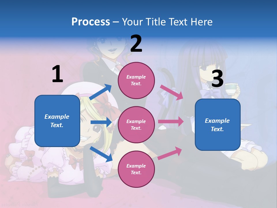 A Group Of Anime Girls Sitting Next To Each Other PowerPoint Template