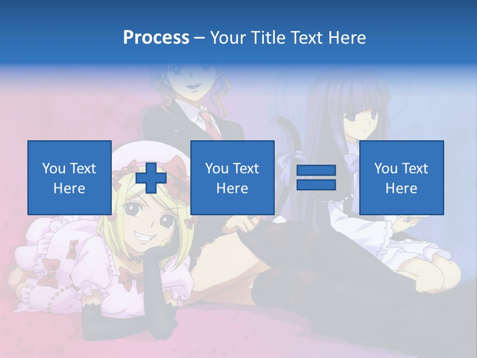 A Group Of Anime Girls Sitting Next To Each Other PowerPoint Template