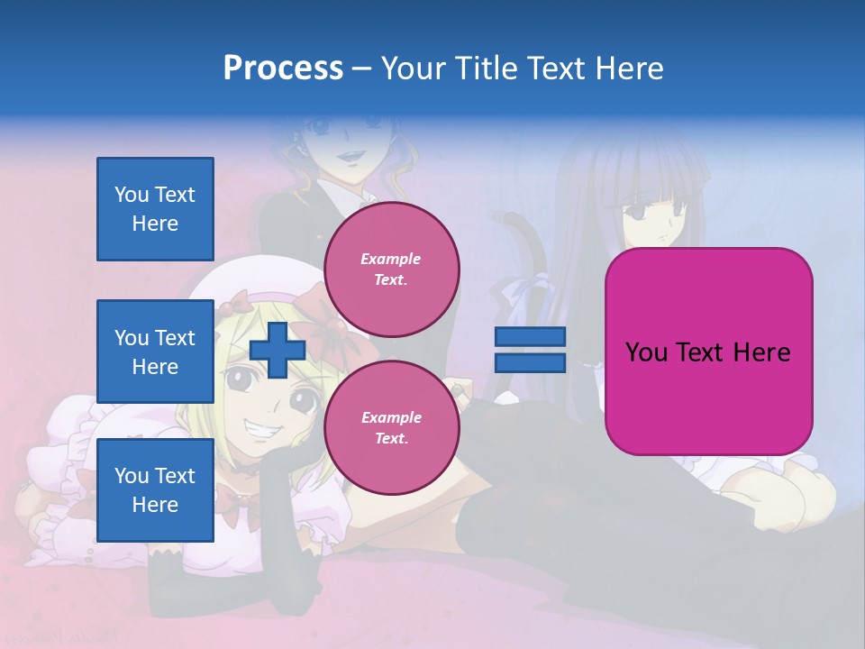 A Group Of Anime Girls Sitting Next To Each Other PowerPoint Template