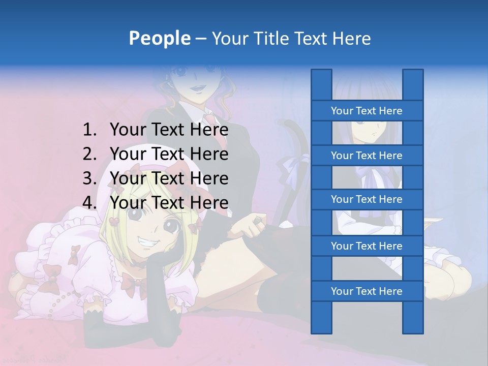 A Group Of Anime Girls Sitting Next To Each Other PowerPoint Template