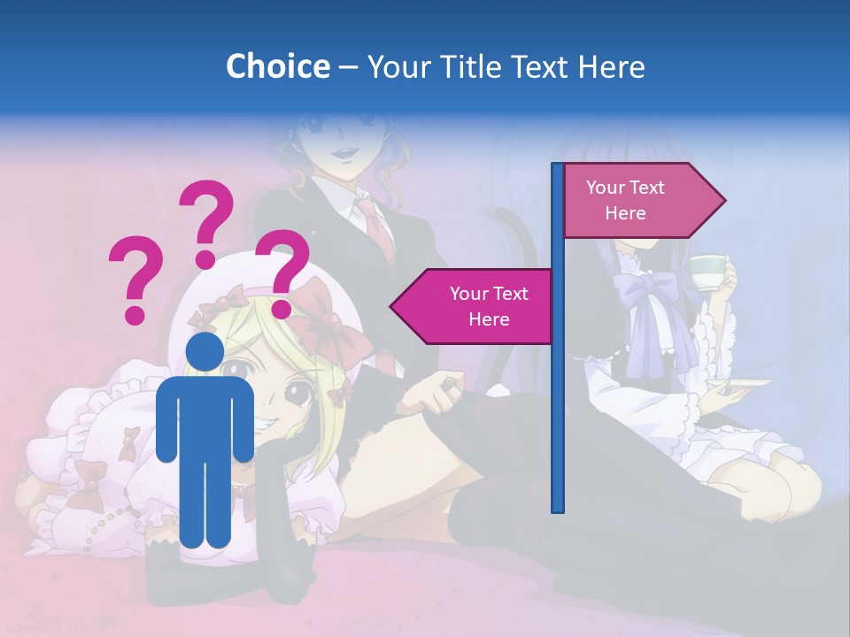 A Group Of Anime Girls Sitting Next To Each Other PowerPoint Template