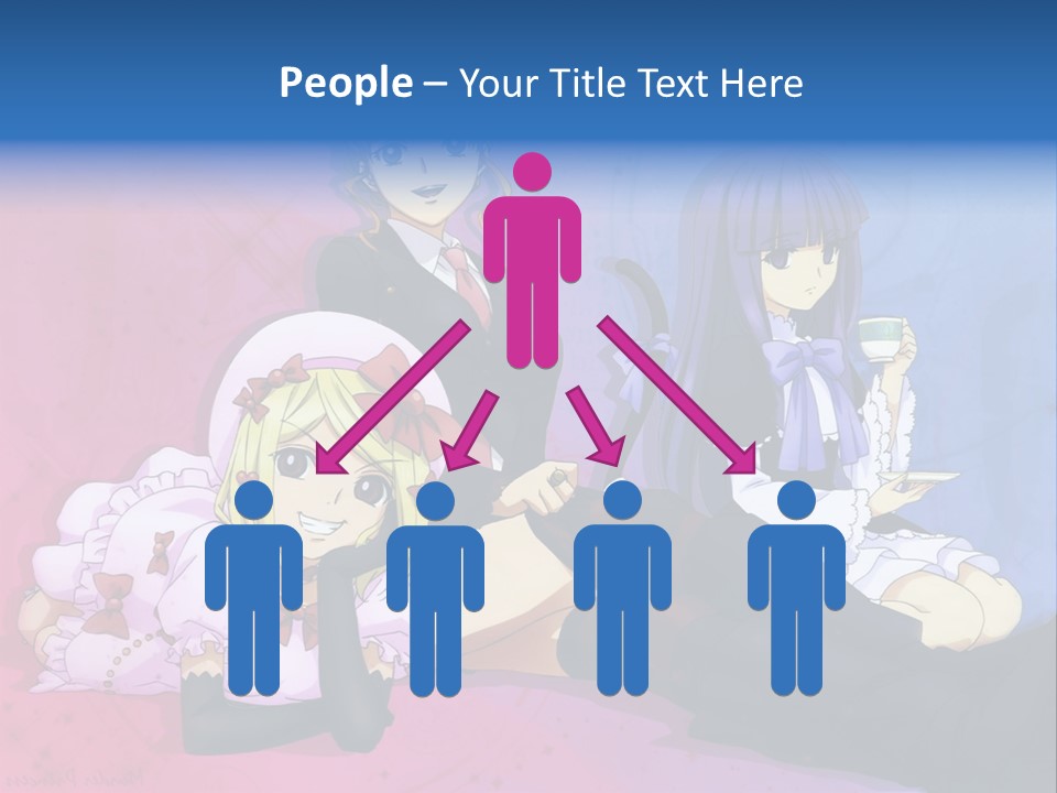 A Group Of Anime Girls Sitting Next To Each Other PowerPoint Template