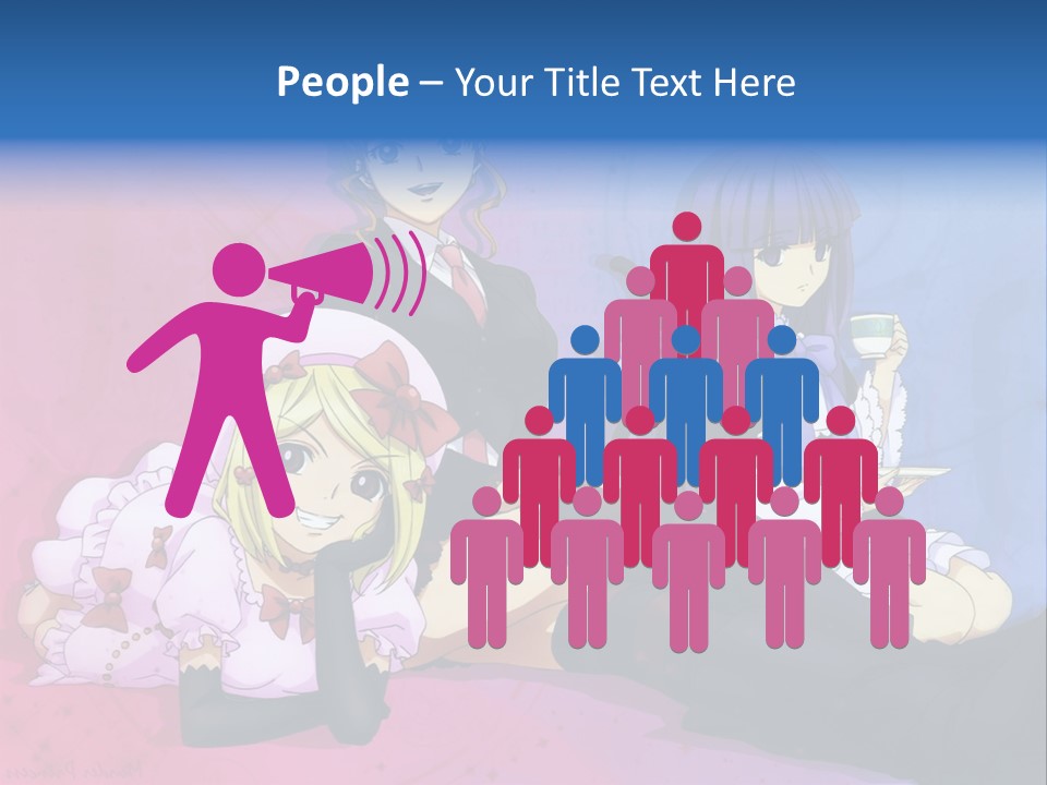 A Group Of Anime Girls Sitting Next To Each Other PowerPoint Template