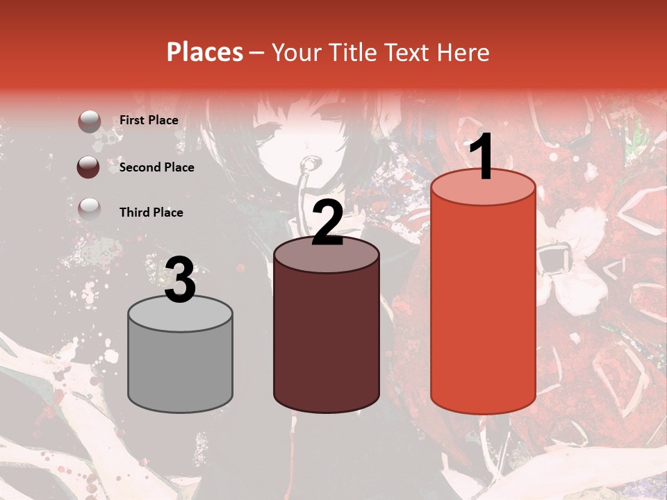 A Woman With Headphones Standing In Front Of Flowers PowerPoint Template