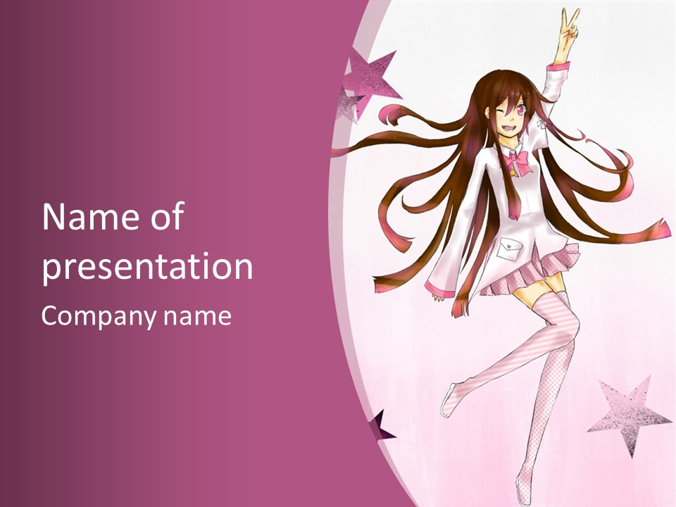 A Girl With Long Hair Is Dancing In A Pink Dress PowerPoint Template