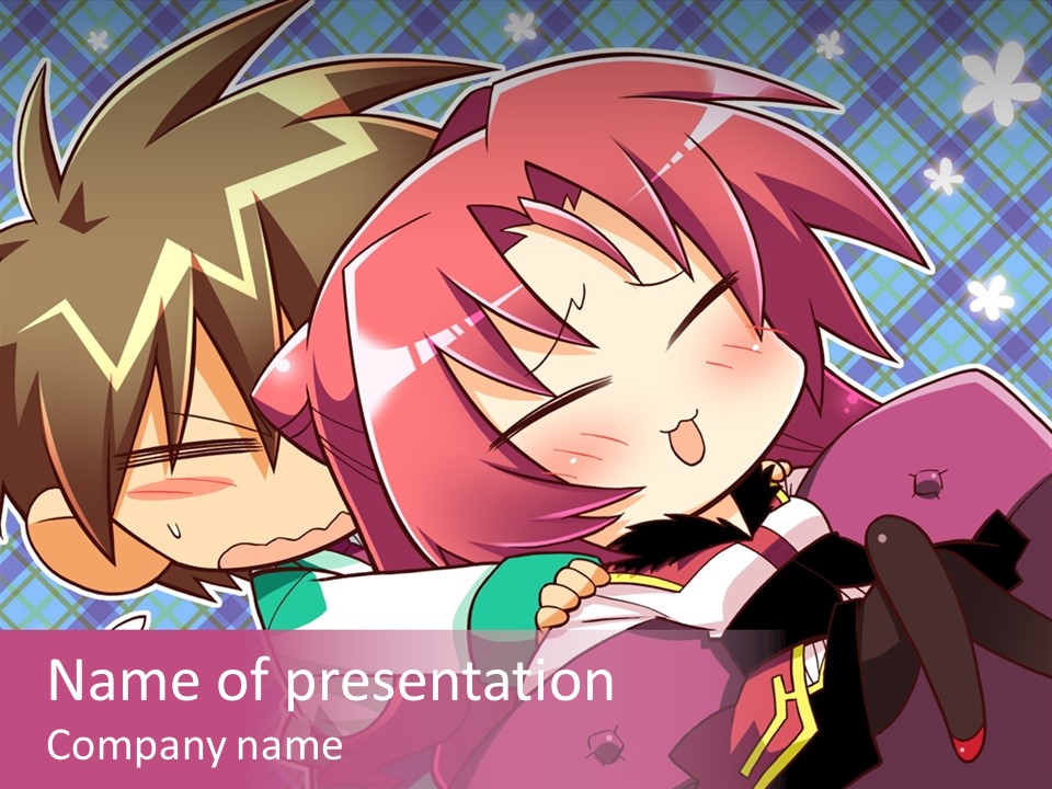 A Couple Of Anime Characters Hugging Each Other PowerPoint Template