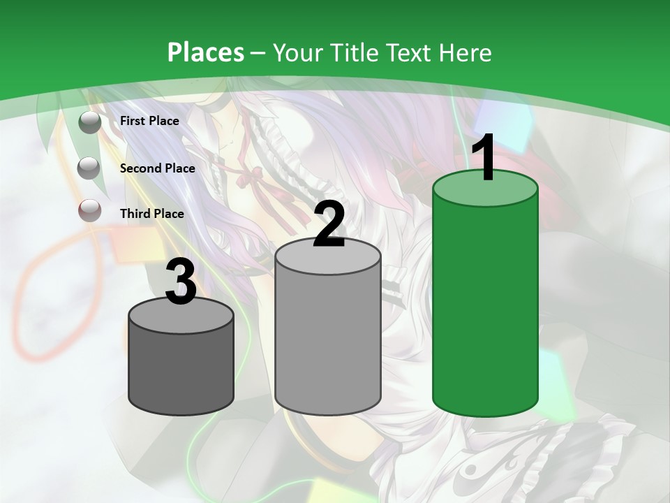 A Woman With Purple Hair And A Green Background PowerPoint Template