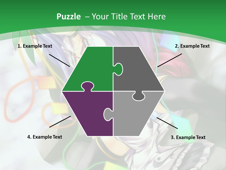 A Woman With Purple Hair And A Green Background PowerPoint Template