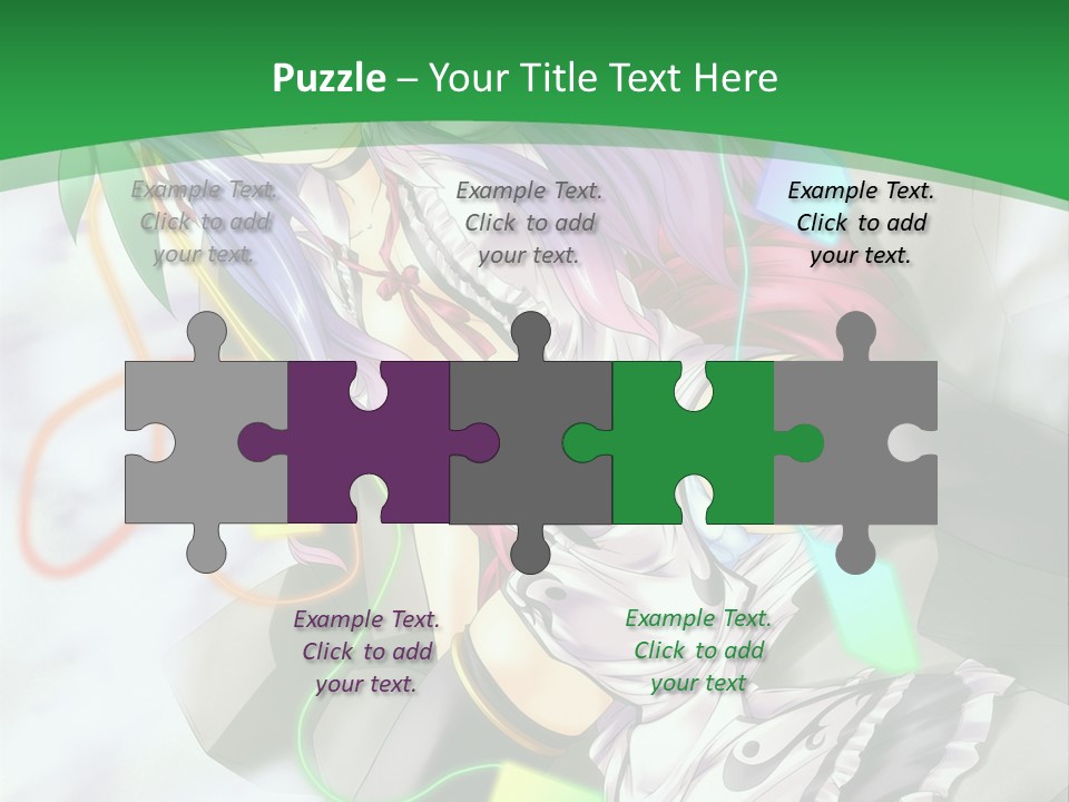 A Woman With Purple Hair And A Green Background PowerPoint Template