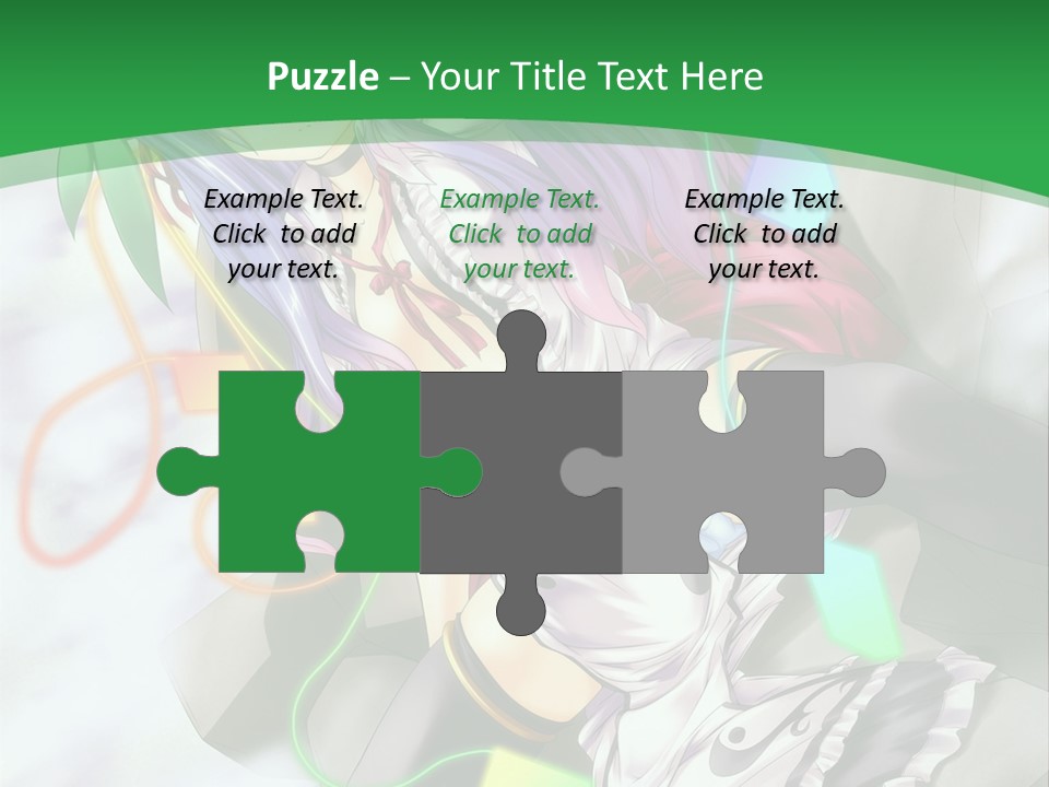 A Woman With Purple Hair And A Green Background PowerPoint Template