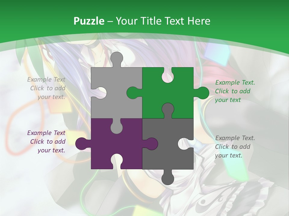 A Woman With Purple Hair And A Green Background PowerPoint Template