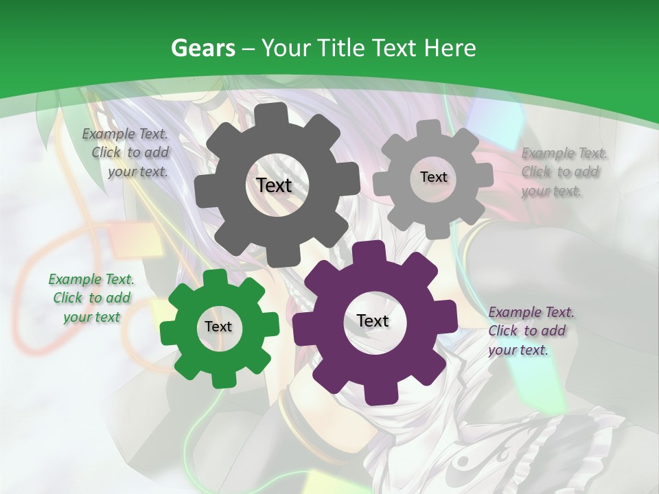 A Woman With Purple Hair And A Green Background PowerPoint Template