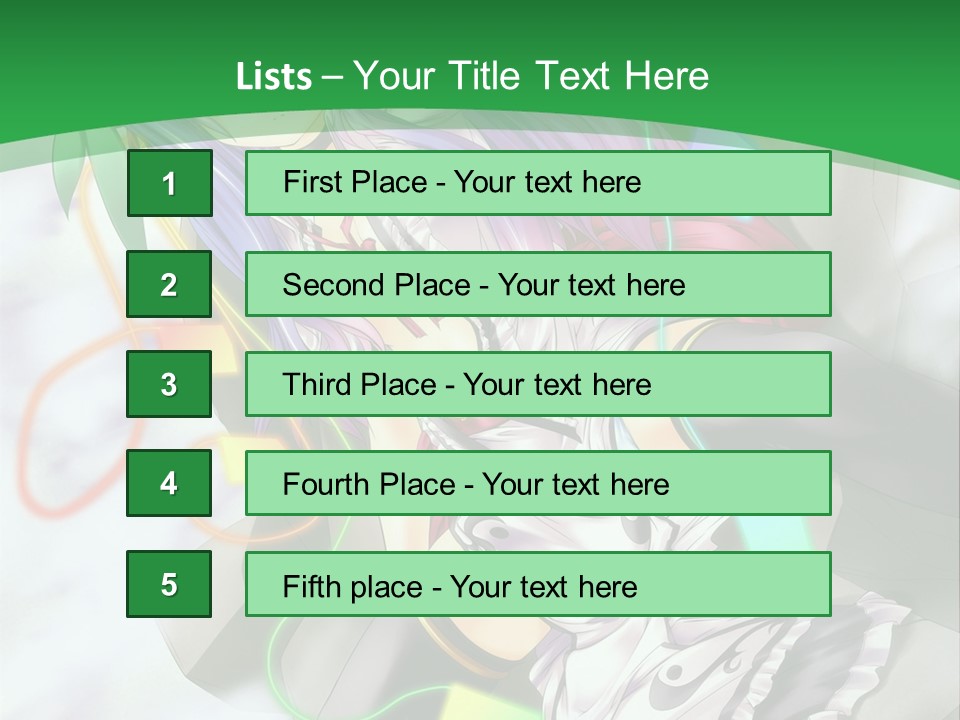 A Woman With Purple Hair And A Green Background PowerPoint Template