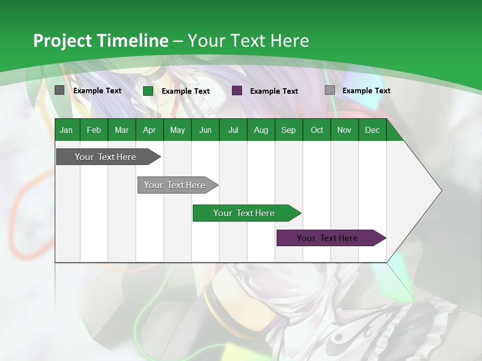 A Woman With Purple Hair And A Green Background PowerPoint Template