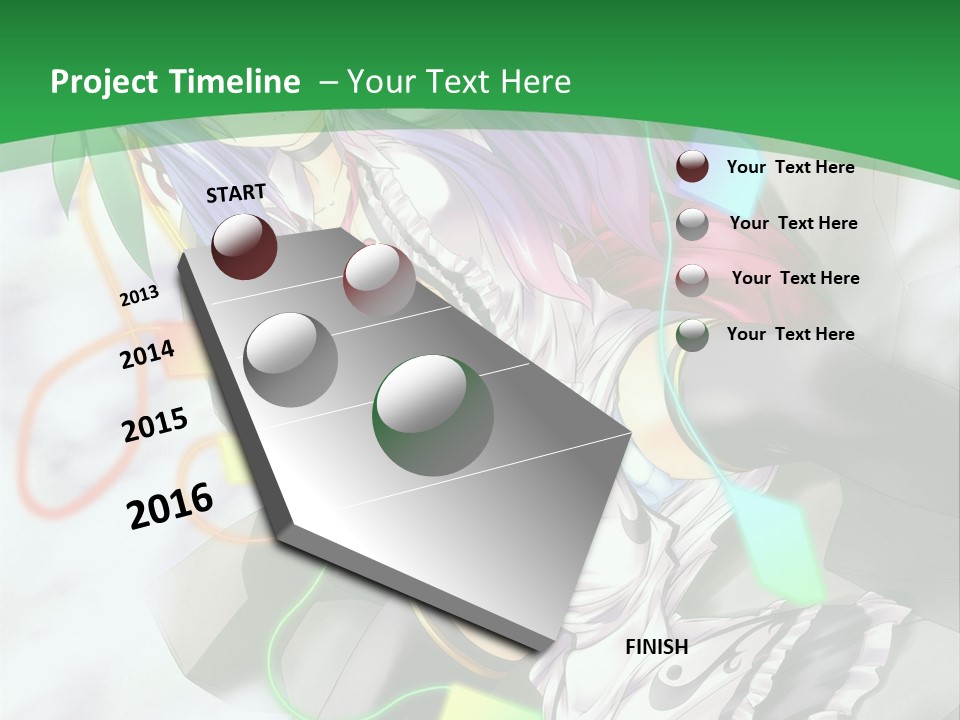 A Woman With Purple Hair And A Green Background PowerPoint Template