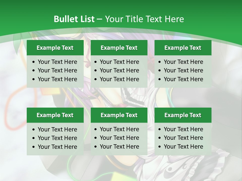 A Woman With Purple Hair And A Green Background PowerPoint Template