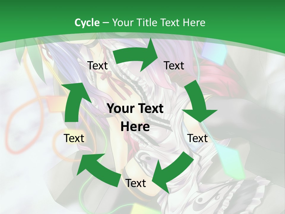 A Woman With Purple Hair And A Green Background PowerPoint Template