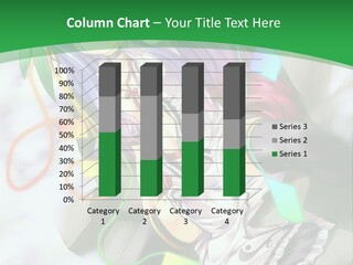 A Woman With Purple Hair And A Green Background PowerPoint Template